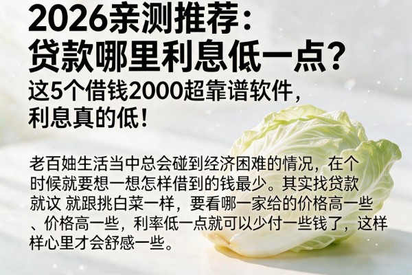 2026亲测推荐：贷款哪里利息低一点？这5个借钱2000超靠谱软件，利息真的低！
