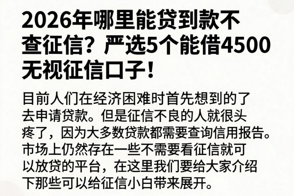 2026年哪里能贷到款不查征信?严选5个能借4500的无视征信口子!