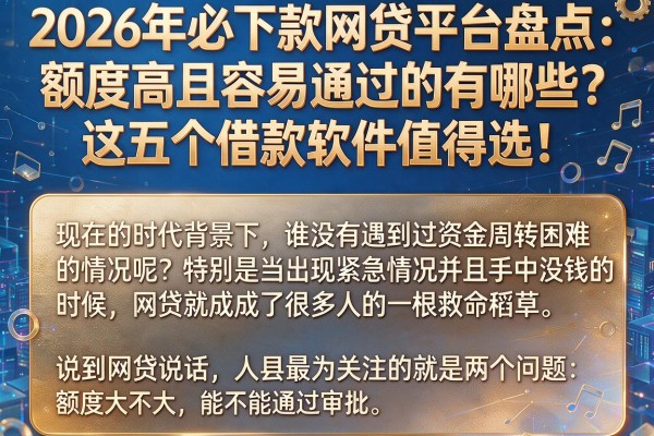2026年必下款网贷平台盘点：额度高且容易通过的有哪些？这五个借款软件值得选！