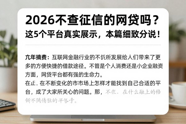 2026不查征信的网贷吗?这5个平台真实展示,本篇细致分说!