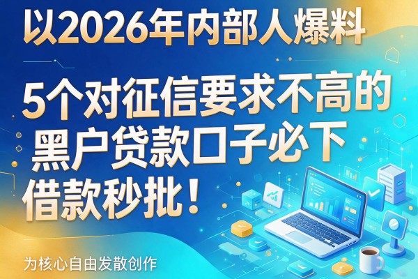 2026年内部人爆料：5个对征信要求不高的黑户贷款口子必下，借款秒批！
