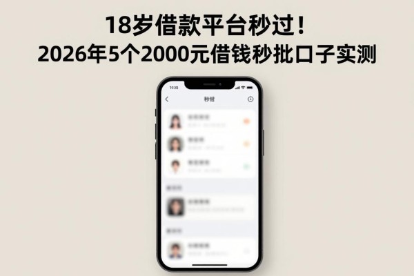 18岁借款平台秒过！2026年5个2000元借钱秒批口子实测