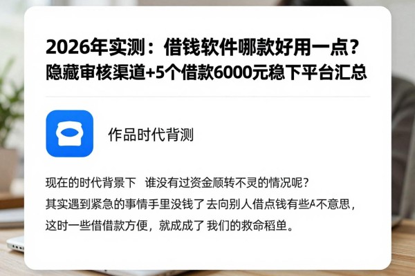2026年实测:借钱软件哪款好用一点?隐藏审核渠道+5个借款6000元稳下平台汇总