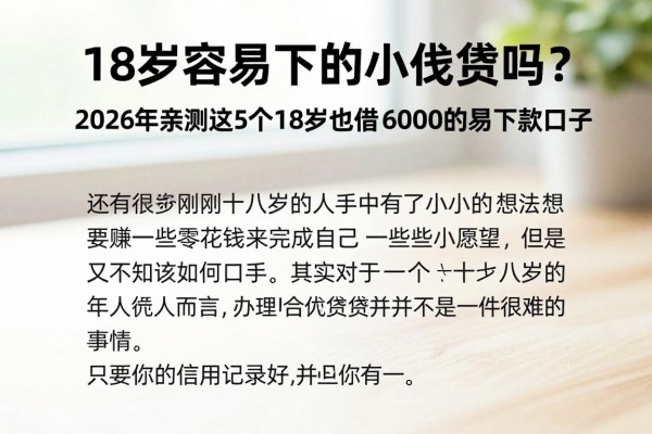 18岁容易下的小额贷款吗?2026年亲测这5个18岁也能借6000的易下款口子
