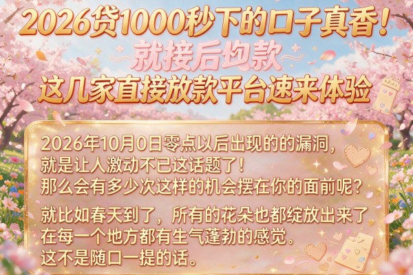 2026贷1000秒下的口子真香！这几家直接放款平台速来体验