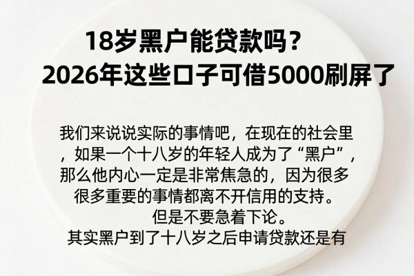 18岁黑户能贷款吗?2026年这些口子可借5000刷屏了