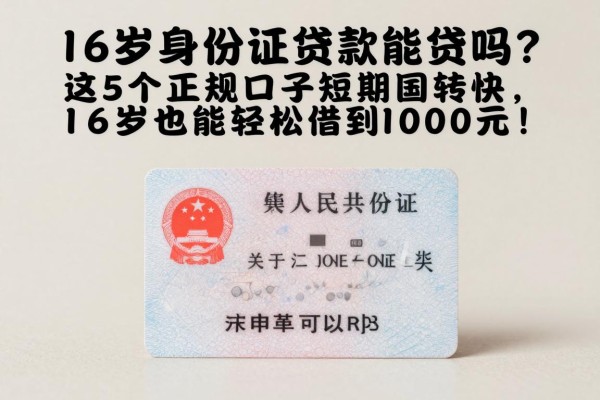 16岁身份证贷款能贷吗?这5个正规口子短期周转快,16岁也能轻松借到1000元!