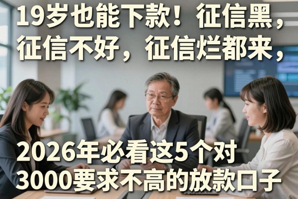 19岁也能下款！征信黑、征信不好、征信烂都来，2026年必看这5个对3000要求不高的放款口子