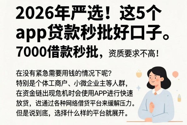 2026年严选!这5个app贷款秒批好口子,7000借款秒批、资质要求不高,口碑广受认可!