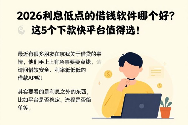 2026利息低点的借钱软件哪个好？这5个下款快平台值得选！
