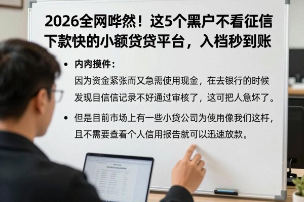 2026全网哗然！这5个黑户不看征信下款快的小额贷款平台，入档秒到账