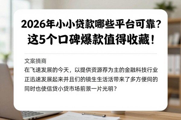 2026年小额贷款哪些平台可靠?这5个口碑爆款值得收藏!