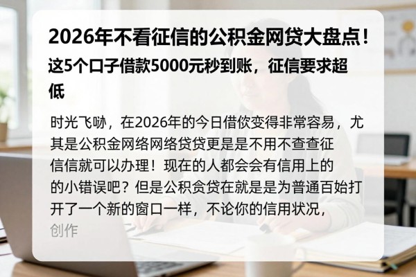 2026年不看征信的公积金网贷大盘点！这5个口子借款5000元秒到账，征信要求超低
