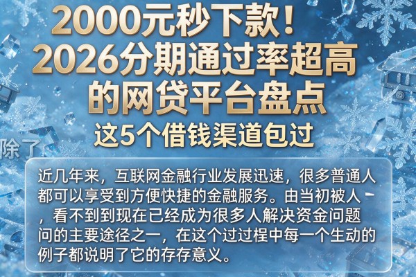 2000元秒下款！2026分期通过率超高的网贷平台盘点，这5个借钱渠道包过