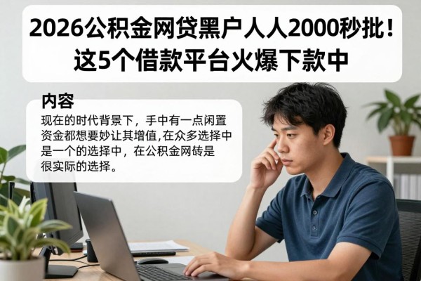 2026公积金网贷黑户人人2000秒批!这5个借款平台火爆下款中