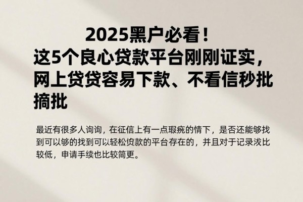2025黑户必看！这5个良心贷款平台刚刚证实，网上贷款容易下款、不看征信秒批