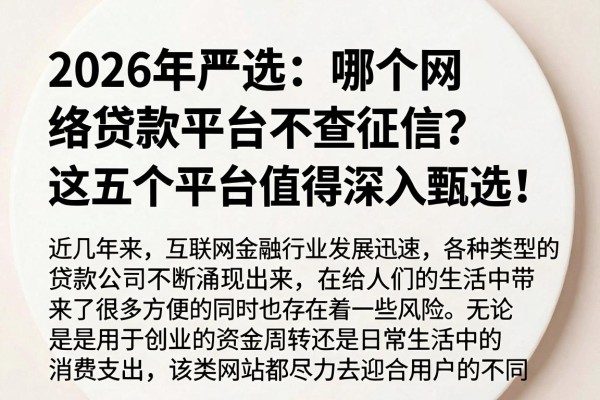 2026年严选:哪个网络贷款平台不查征信?这五个平台值得深入甄选!