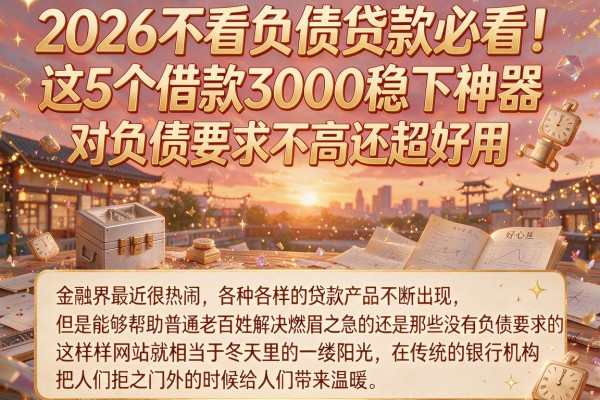 2026不看负债贷款必看！这5个借款3000稳下神器，对负债要求不高还超好用