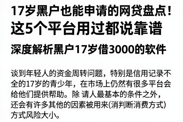 17岁黑户也能申请的网贷盘点!这5个平台用过都说靠谱,深度解析黑户17岁借3000的软件