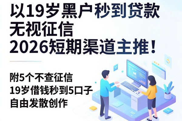 19岁黑户秒到贷款无视征信,2026短期渠道主推!附5个不查征信19岁借钱秒到500口子