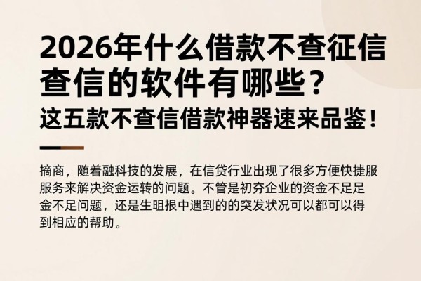 2026年什么借款不查征信的软件有哪些？这五款不查征信借款神器速来品鉴！