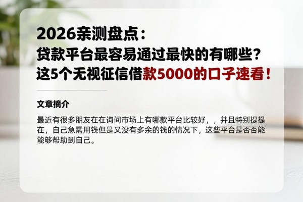 2026亲测盘点:贷款平台最容易通过最快的有哪些?这5个无视征信借款5000的口子速看!