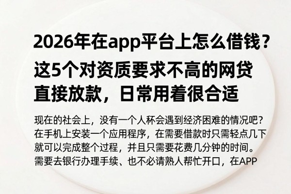 2026年在app平台上怎么借钱?这5个对资质要求不高的网贷直接放款,日常用着很合适
