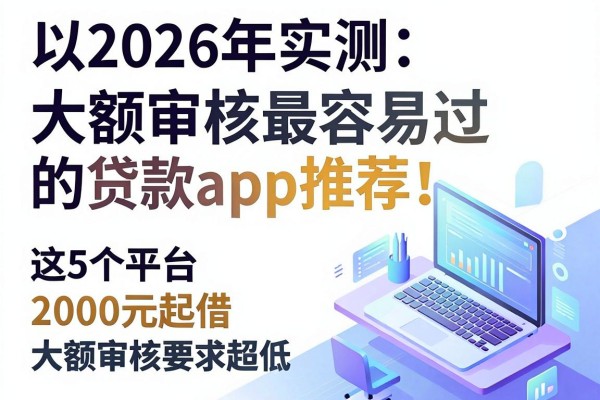 2026年实测:大额审核最容易过的贷款app推荐!这5个平台2000元起借,大额审核要求超低