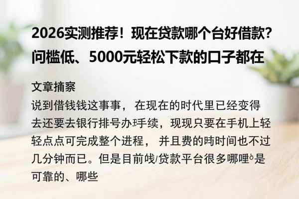 2026实测推荐!现在贷款哪个平台好借款?门槛低、5000元轻松下款的口子都在这
