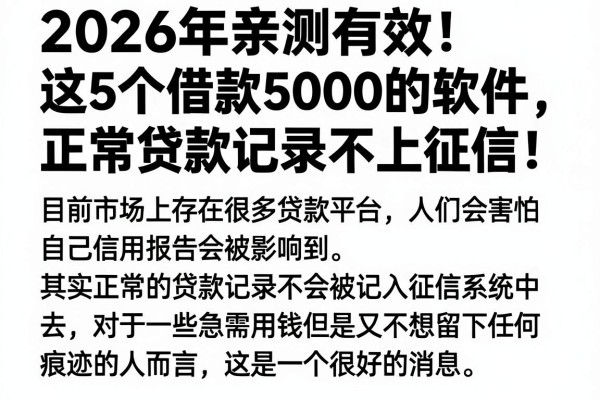 2026年亲测有效!这5个借款5000的软件,正常贷款记录不上征信