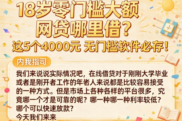 18岁零门槛大额网贷哪里借？这5个4000元无门槛软件必存！