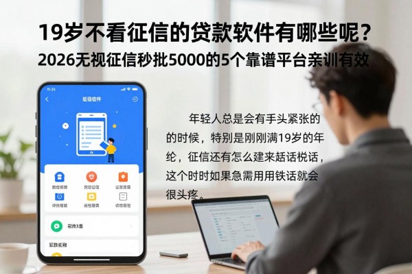 19岁不看征信的贷款软件有哪些呢？2026无视征信秒批5000的5个靠谱平台亲测有效