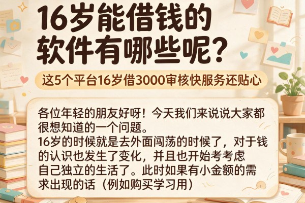 16岁能借钱的软件有哪些呢？这5个平台16岁借3000审核快服务还贴心