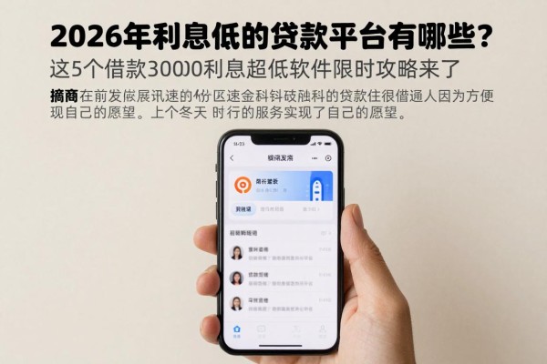 2026年利息低的贷款平台有哪些?这5个借款30000利息超低软件限时攻略来了