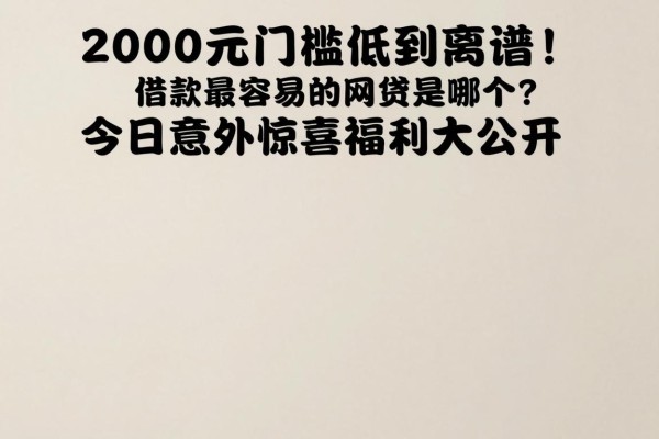 2000元门槛低到离谱！借款最容易的网贷是哪个？今日意外惊喜福利大公开