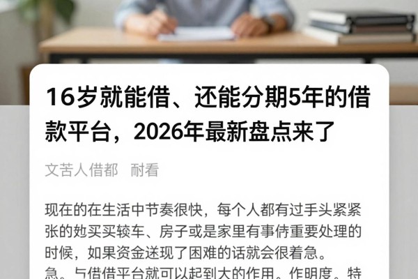 16岁就能借、还能分期5年的借款平台,2026年最新盘点来了