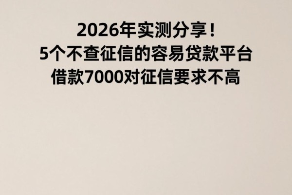 2026年实测分享!5个不查征信的容易贷款平台,借款7000对征信要求不高