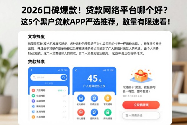 2026口碑爆款!贷款网络平台哪个好?这5个黑户贷款APP严选推荐,数量有限速看!