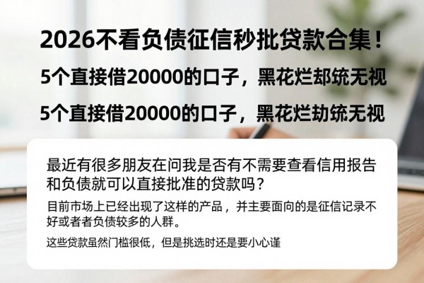 2026不看负债征信秒批贷款合集!5个直接借20000的口子,黑花烂统统无视