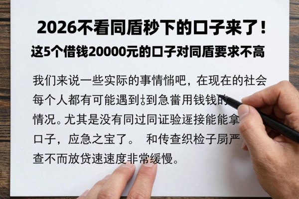 2026不看同盾秒下的口子来了!这5个借钱20000元的口子对同盾要求不高