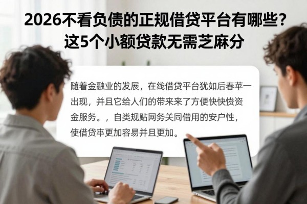 2026不看负债的正规借贷平台有哪些?这5个小额贷款无需芝麻分