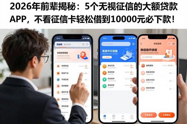 2026年前辈揭秘：5个无视征信的大额贷款APP，不看征信卡轻松借到10000元必下款！
