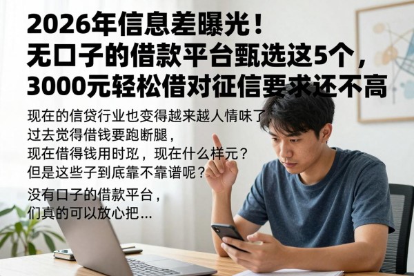 2026年信息差曝光！无口子的借款平台甄选这5个，3000元轻松借对征信要求还不高