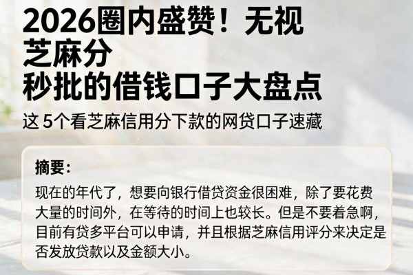 2026圈内盛赞！无视芝麻分秒批的借钱口子大盘点，这5个看芝麻信用分下款的网贷口子速藏