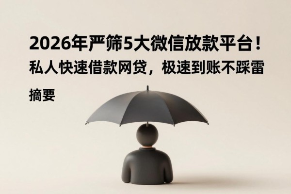 2026年严筛5大微信放款平台！私人快速借款网贷，极速到账不踩雷