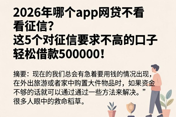 2026年哪个app网贷不看征信？这5个对征信要求不高的口子，轻松借款50000！