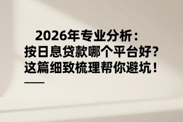 2026年专业分析:按日息贷款哪个平台好?这篇细致梳理帮你避坑!