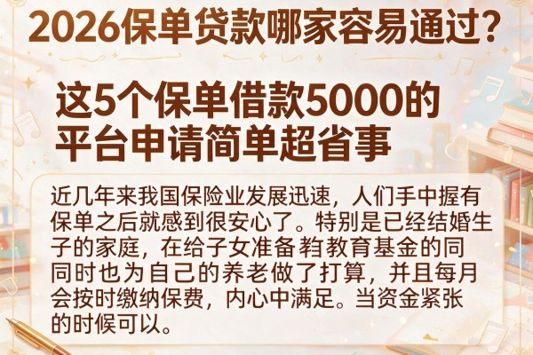 2026保单贷款哪家容易通过？这5个保单借款5000的平台申请简单超省事