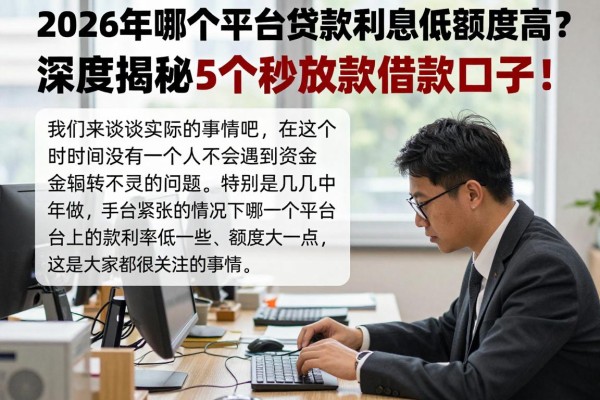 2026年哪个平台贷款利息低额度高?深度揭秘5个秒放款借款口子!