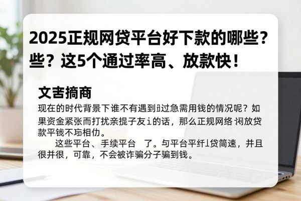 2025正规网贷平台好下款的有哪些?这5个通过率高、放款快!
